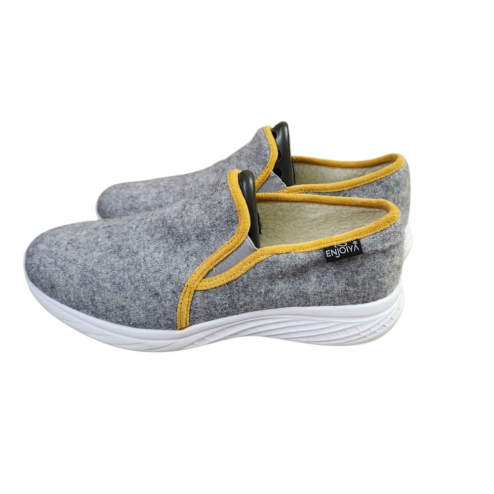 ENJOYA Heathered‎ Grey Felt Upper Cozy Slippers Shoes EU 41 US 10
